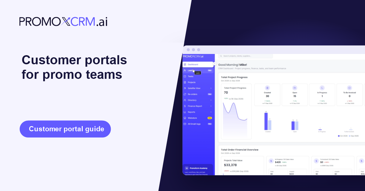 Customer checking promotional product order updates and approvals through a simple portal